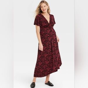 Isabel Maternity Womens NWT Black Floral Knit Maxi Maternity Dress Sz 2XL 🎉HP🎉
